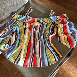 Striped shoulder top